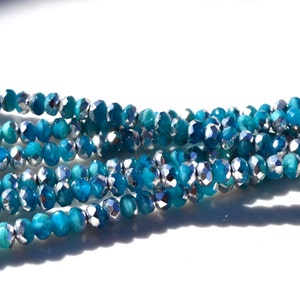 25 8x6mm Baby Blue Purple blend Picasso Czech Rondelle Glass beads