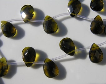 Green Smokey Quartz Flat Briolette Beads   5