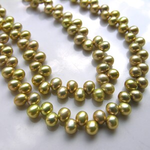 Citron Green Dancing Freshwater Pearl Beads FULL STRAND image 2