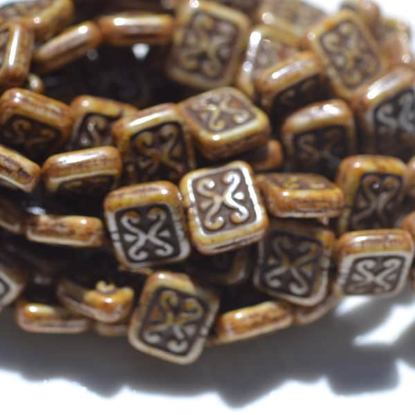 Brown Ornamental Rectangle Beads  15