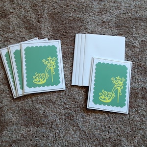 Tacones altos de lujo, conjunto de 4, tarjetas de felicitación hechas a mano en blanco