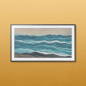Gentle Abstract Seascape Painting, Digital Print, Frame TV Art