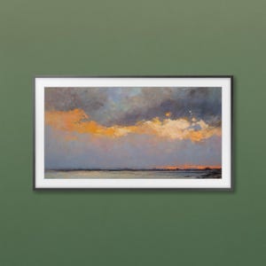 Abstract Moody Coastal Sunset Painting, Digital Print, Frame TV Art
