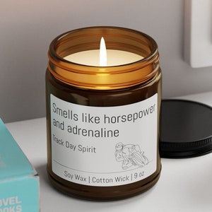 Smells Like Horsepower & Adrenaline Candle – Track Day Spirit – Racing Motorcycle Gift, Sportbike Decor, Moto GP Inspired Biker Candle