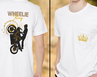 Camiseta de bolsillo WHEELIE KING para motociclistas, regalo perfecto para él.