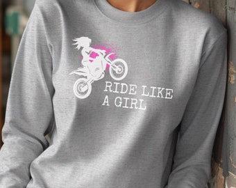 Women's Long Sleeve Motorcycle Riding Tee for Biker Babes who love to Ride like a Girl Perfect gift for Her