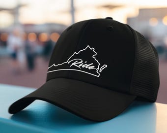 Embroidered Virginia Motorcycle Trucker Hat State of VA Biker Gift for Him Riders State Pride Cap