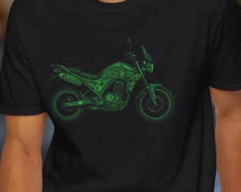 Vintage Moto Sketch T-Shirt - Motorcycle Blueprints Graphic Tee