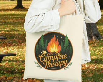 Campfire Therapy Camper Tote Bag | S'mores Accessory Outdoor Adventure