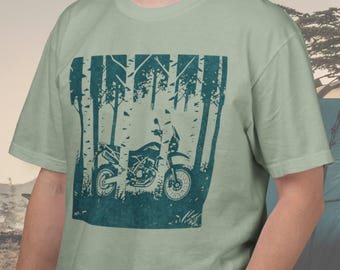 ADV Motorcycle in Forest T-shirt | Vintage Motorcycle Woods Ride Tee Comfort Colors