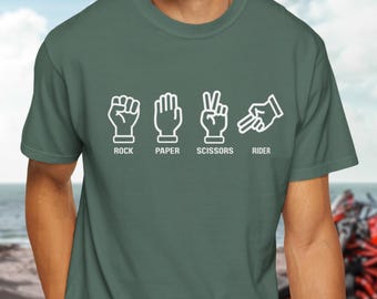 Rock Paper Scissors Rider T-shirt | Funny Minimal Biker Motorcycle Tee