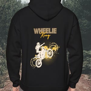 Dirt Biker Wheelie King Hoodie Motocross Biker Gift Off-Road Rider Pullover Extreme Sports Sweatshirt Motorcycle Lover Clothing