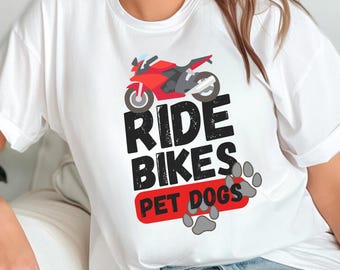 Oversized Ride Bikes Pet Dogs Comfort Colors T-Shirt | Motorcycle Paw Print Design