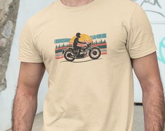 Retro Motorcycle Cafe Racer Tee, Vintage Biker Graphic