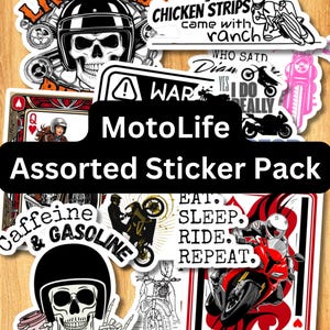 Motorcycle Sticker Pack – 5-Piece Biker Decal Set Retro Moto Stickers for Helmet, Laptop, Tool Box, Gas Tank, Adventure Bike, Racing