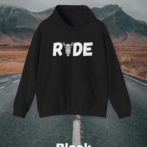 RIDE Motorcycle Hooded Sweatshirt Perfect Biker Gift for Motorcycle Lovers Sport Bike Riders And Chopper Enthusiasts Classic Moto Apparel
