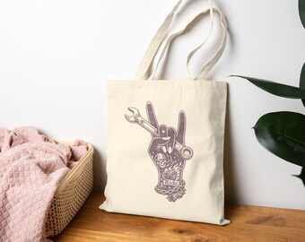 Biker Mechanic Tools Tote Bag | Motorcycle Lover Canvas Tote