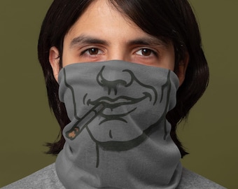 Smoking Biker Skull Motorcycle Neck Gaiter ADV Rider Dust Protection Cigarette Adventure Face Mask Gift for Him