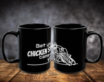 Motorcycle Rider Mug: Funny Tire Pun - Black Ceramic Coffee Cup