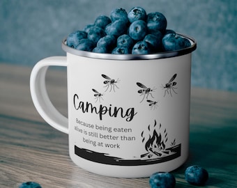 Funny Camping Enamel Mug Anti-Work Coffee Cup Outdoor Vacation Rustic Camp Mug  Wilderness Trip Camping Gift Nature Lover