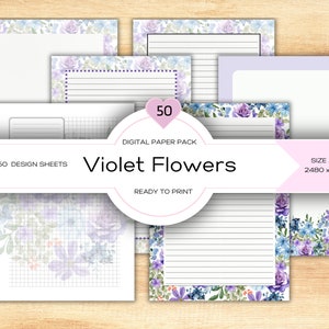 Papel de papelaria para impressão de flores em aquarela pronto para imprimir – papel de escrita para todas as ocasiões | Arquivos para download instantâneo | Formato Carta e A4