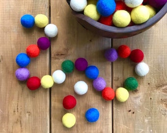 Felt Balls, 100% New Zealand wool, Craft Balls, Felt Ball Garland, 2cm craft balls, Felt Pom Poms, Craft Supply