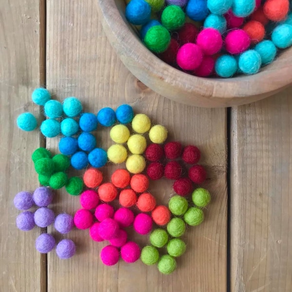 Felt Balls, 100% New Zealand wool, Craft Balls, Felt Ball Garland, 1cm craft balls, Felt Pom Poms, Craft Supply