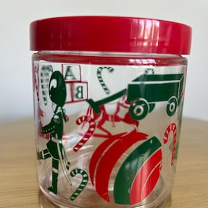 Christmas Collectible Glass, Vintage Christmas Candy Jar, Holiday Jar, Vintage Christmas, Vintage Christmas Storage Jar