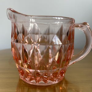 Vintage Jeannette Glass Pink Cubist Creamer – Depression Glass, Collectible Glass, Antique Glassware, Pink Jeannette Glass, Tea Party Decor,