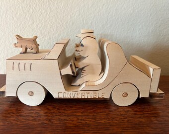 Vintage Handcarved Wooden Convertible