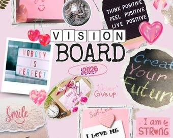 Teen Girl Vision Board: Positive Affirmations, Inspiration, 2026 Mood Board.  2026 Vision Board. Manifestation.