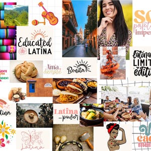 Tablero de visión digital para mujeres latinas para imprimir en 2025, collage de fotos del tablero de visión, tablero de visión para mujeres en español para imprimir en 2025, tablero de estado de ánimo