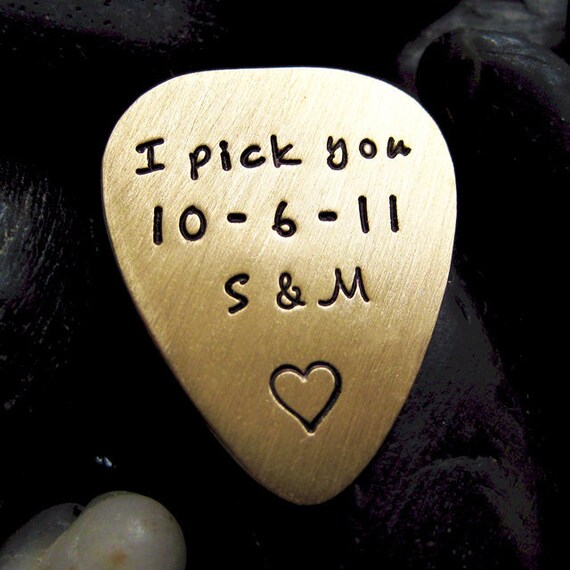 Items similar to Hand Stamped Guitar Pick Personalized Custom