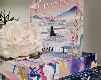 Custom painted fore edge book series Six Crimson Cranes book set special edition book shelf art custom book edge art Elizabeth Lim book