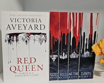 Custom painted foreedge book series Red Queen book set special edition book shelf decor custom book edge art Victoria Aveyard gift for her
