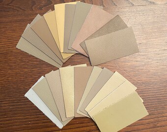 Taupe Mix- 20 Genuine Leather Scraps/ Sample Pack for Mixed Media, Leather Earrings or DIY Leather Projects- 4” x 2”