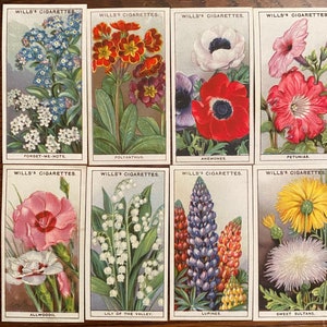 48 Vintage Garden Flowers Cigarette Card Reproductions for Scrapbooking, Junk Journaling, Mixed Media