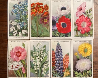 48 Vintage Garden Flowers Cigarette Card Reproductions for Scrapbooking, Junk Journaling, Mixed Media