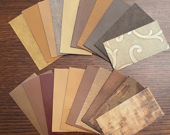 Brown Mix- 20 Genuine Leather Scraps/ Sample Pack for Mixed Media, Leather Earrings or DIY Leather Projects- 4” x 2”