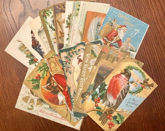 20  1890- 1920 Antique Christmas Postcard Reproductions for Scrapbooking, Junk Journaling, Mixed Media, Collage