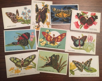 33 Butterfly Flapper Cigarette Card Reproductions for Scrapbooking, Junk Journaling, Mixed Media, Collage