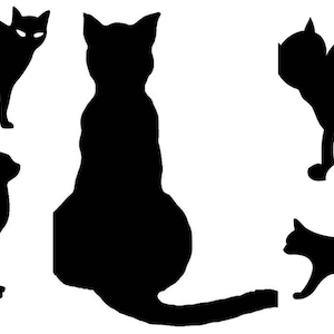 Black Cats 5 SVG PDF PNG Files Welcome Silhouette Cricut Compatible image 1