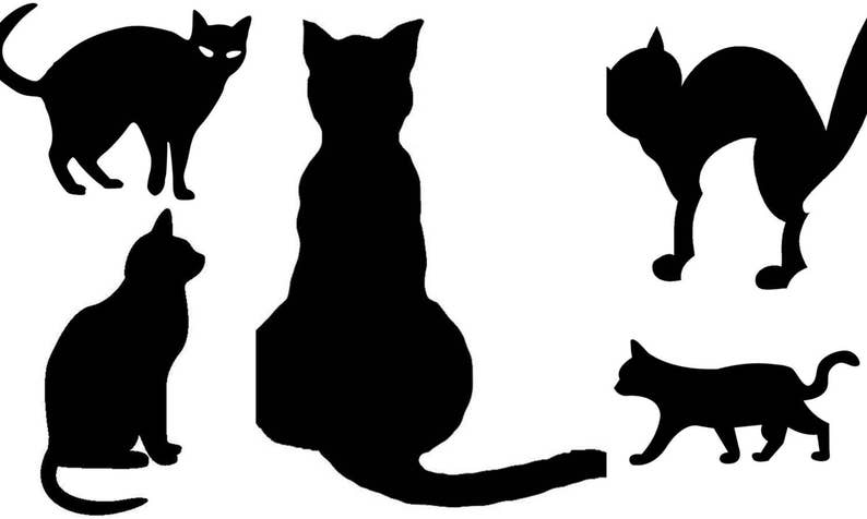 Black Cats 5 SVG PDF PNG Files Welcome Silhouette Cricut Compatible image 1