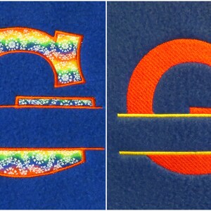 Letter G Split Frame Applique and Embroidery Design - 2 Designs