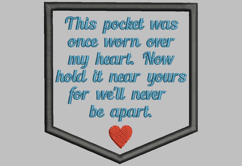 This Pocket Worn Over My Heart-Small-Pocket Memory Patch Applique-PES JEF XXX Sew Hus Vip Vp3 Exp Dst-Instant Download with Instructions image 1