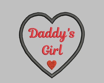 3.5" Heart Memory Patch Applique -Daddy's Girl -Jef Sew Exp Pes Vp3 Vip Hus Xxx DST -Instant Download