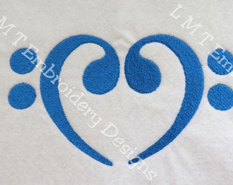 Bass Clef Heart  Embroidery Designs - 2 sizes