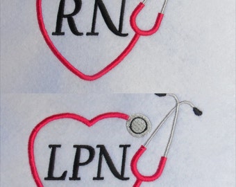 Stethoscope LPN & RN Embroidery Designs -3 Sizes  - Custom Requests Welcome