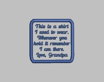 2.5" x 2.5" Square Memory Patch - This is a Shirt Grandpa - Pes Jef Sew Hus Vip Exp XXX Dst Vp3-Instant Download Instructions to Make