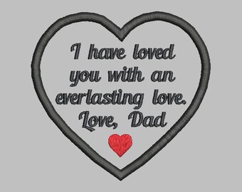 3.5" Heart Memory Patch Applique - Everlasting Love - Dad - Pes Jef Sew Hus Vip Exp XXX Dst Vp3 - Instant Download Instructions to Make